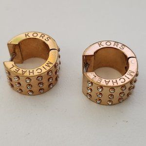 Michael Kors Huggie Hoop Gold Crystal Earrings